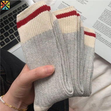 Tất cotton dày cổ điển mùa thu đông sọc tương phản cho nam nữ - Giá ưu đãi 36.583 3