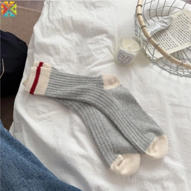 Tất cotton dày cổ điển mùa thu đông sọc tương phản cho nam nữ - Giá ưu đãi 36.583 6