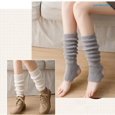 Tất Dệt Kim Dày 1 Đôi Giữ Ấm Chống Trượt Phong Cách Lolita Nhật Bản - Màu Trơn 7