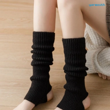Tất Dệt Kim Dày 1 Đôi Giữ Ấm Chống Trượt Phong Cách Lolita Nhật Bản - Màu Trơn 8