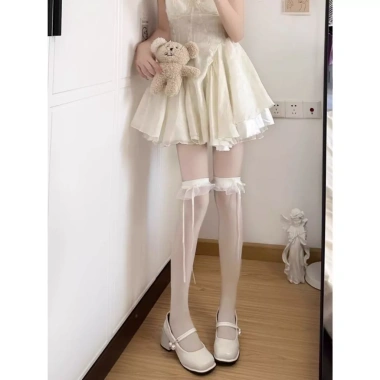Tất đùi mỏng viền ren nơ dây dài - Lolita Nhật Bản quyến rũ, sang chảnh 26.900₫