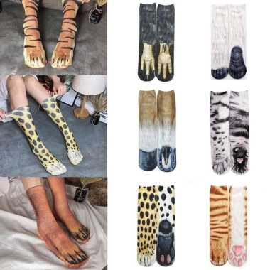 Tất in hình động vật LISHUANG, da báo polyester Harajuku, tất ống giữa mới lạ, chỉ 43.632₫ 7
