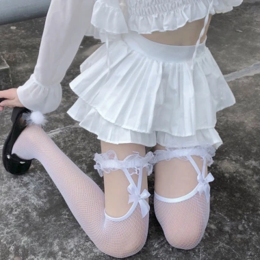 Tất lưới nữ phối dây treo chống tụt, choker đùi đính đá - Giá chỉ 21.000₫ 6