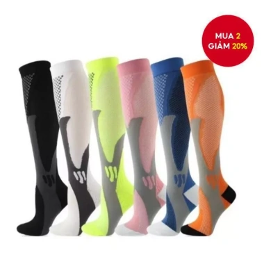 Tất nén 1/3 đôi nam nữ - Giãn tĩnh mạch, hỗ trợ đầu gối, giảm đau & chống trượt khi chạy bộ du lịch