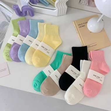 Tất ngắn cổ cao cấp gân vintage đa màu - Giá 6.900 VND, giảm ngay 3