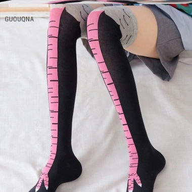 Tất nữ chân gà dài đầu gối hoạt hình ngộ nghĩnh 3D in cotton BASL - Giá ưu đãi 55.9k