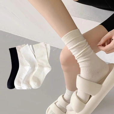 Tất nữ cổ cao Ladi OFFICIAL STORE cotton 3 màu Đen Trắng Kem, giá 7.990₫ 3