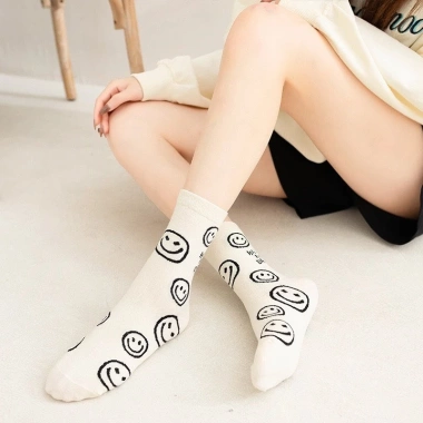 Tất Nữ Cô Cao Phong Hàn Quốc Mặt Cười Cute Đen Trắng TA30 Giá Ưu Đãi 12.000 4