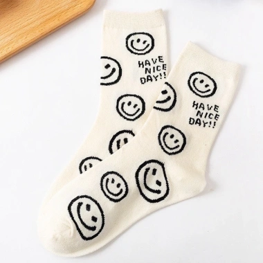 Tất Nữ Cô Cao Phong Hàn Quốc Mặt Cười Cute Đen Trắng TA30 Giá Ưu Đãi 12.000 5