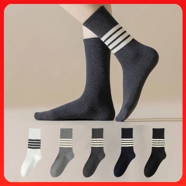 Tất nữ cổ cao ulzzang Hàn 18cm cotton dày dặn 83% và 4 sọc Qu ốc, giá ưu đãi 24.000đ