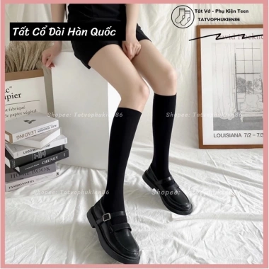 Tất nữ cổ cao, vớ dài tới đầu gối chất cotton thấm mồ hôi - phong cách Hàn Quốc, giá chỉ 12.000₫