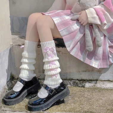 Tất ống cột nơ Y2K phong cách Lolita dệt kim - Giá ưu đãi 59.000đ