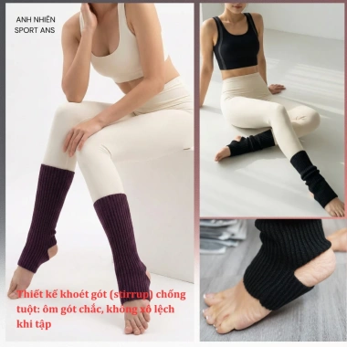 Tất ống tập yoga Vớ Nữ An Nhiên - Cotton thoáng khí, chống trơn trượt, co giãn, dáng thể thao, 89.000₫ 2