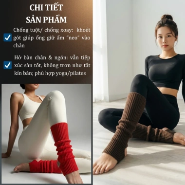 Tất ống tập yoga Vớ Nữ An Nhiên - Cotton thoáng khí, chống trơn trượt, co giãn, dáng thể thao, 89.000₫ 3