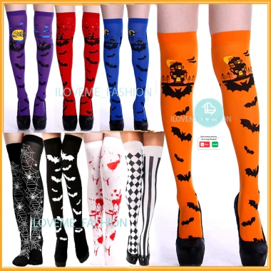 Tất qua đùi gối Halloween, Vớ dài đầu lâu dơi mạng nhện – Gothic Punk Nhật Bản, giá 35.000đ