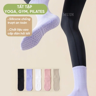 Tất tập Gym Yoga Pilates chống trơn trượt, vớ chân nữ cổ lửng cotton thoáng khí - 29.000₫
