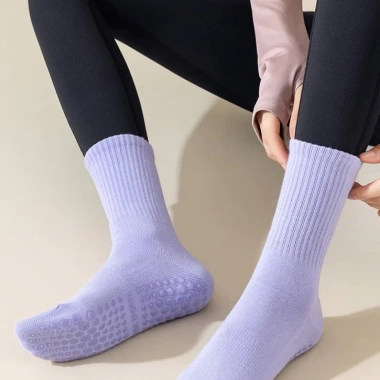 Tất tập Gym Yoga Pilates chống trơn trượt, vớ chân nữ cổ lửng cotton thoáng khí - 29.000₫
