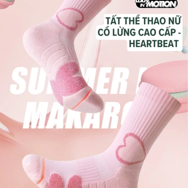 Tất Thể Thao Nữ Cổ Lửng Heartbeat – Vớ Chạy Bộ & Gym Cổ Cao, Kháng Khuẩn, Thoáng Khí, Co Giãn Êm Ái - Lady In Motion