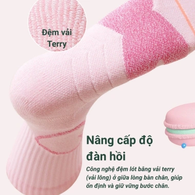 Tất Thể Thao Nữ Cổ Lửng Heartbeat – Vớ Chạy Bộ & Gym Cổ Cao, Kháng Khuẩn, Thoáng Khí, Co Giãn Êm Ái - Lady In Motion