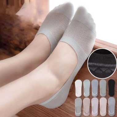 Tất thuyền vô hình nữ Cotton Silicone lưới thoáng khí, chống trượt - Giá chỉ 21.492₫