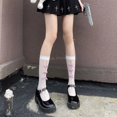 Tất vớ bắp chân ren lưới đính nơ dọc phong cách Lolita - thoáng mát, cá tính, cosplay gợi cảm cho nữ - 39.520 VND 2 Tất vớ bắp chân ren lưới đính nơ dọc phong cách Lolita - thoáng mát, cá tính, cosplay gợi cảm cho nữ - 39.520 VND 2