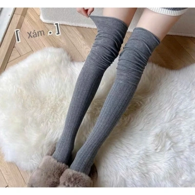 Tất vớ dài qua đầu gối dệt kim Lolita Nhật Bản và phối boot, giảm còn 39.000đ