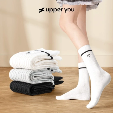 Tất Vớ Nữ Cổ Cao Họa Tiết Nơ UPPER YOU – Trẻ Trung, Co Giãn, Mềm Mại, êm ái – 47k