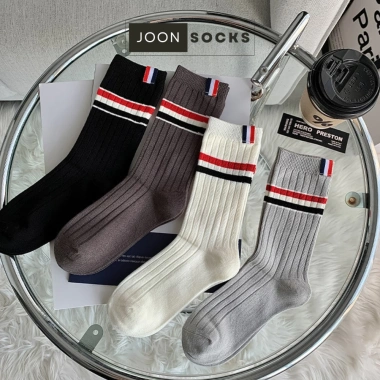 Tất vớ nữ nam sọc thom cao cổ dài trắng JOON cotton dày co giãn 4 chiều đẹp Hàn Quốc giá chỉ 49.000