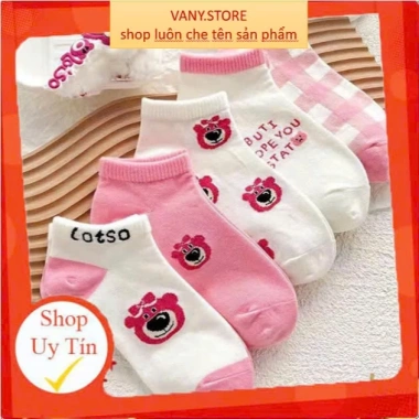 Tất Vơ Nữ Set 10 Đôi Gấu Hồng Cổ Thấp Cotton Đóng Túi Zip Mã T37 Giá 40.000₫