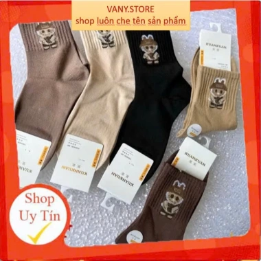 Tất Vớ Nữ Set 5 Đôi Cổ Cao Cotton Labubu TA52 Siêu Mềm Mại - Chỉ 12.000 VND