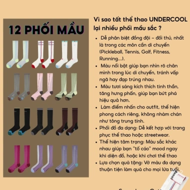 Tất Vớ Thể Thao Nữ Cao Cổ UnderCool TC94 - Hỗ Trợ Suy Giãn Tĩnh Mạch, Giảm Mỏi Chân, Dành Cho Pickleball