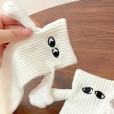 Tất Xỏ Ngón Cotton Thoáng Khí Đôi Mắt Hoạt Hình Dễ Thương, Nam Châm Nổi 1 Đôi