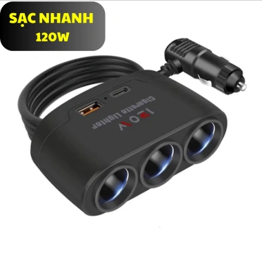 Tẩu Sạc Nhanh 120W 12V/24V 3 Cổng USB Đèn LED, Tương Thích iPhone iPad GPS Dashcam - 59.340đ 4