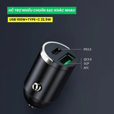 Tẩu sạc nhanh 120W VAuxiliary ô tô nhỏ gọn, 2 cổng USB và TypeC giá chỉ 215.210₫ 9