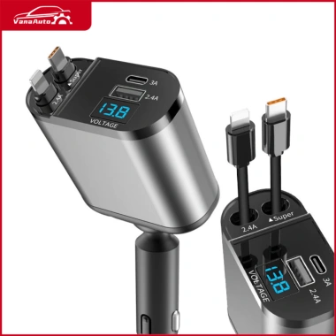 Tẩu Sạc Nhanh Ô Tô 120W 4-in-1 USB‑C cho Samsung & Huawei - Giá 140.000₫