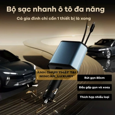Tẩu Sạc Nhanh Ô Tô 120W 5IN1 USB Type‑C – Kèm 2 Dây Rút Gọn & Búa Phá Kính, Giá Ưu Đãi 206.050₫ 2