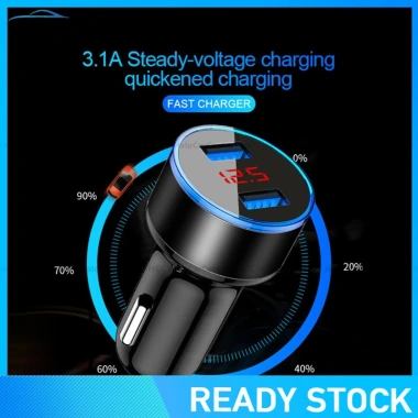 Tẩu Sạc Ô Tô 2 Cổng USB 3.1A, Màn Hình LCD, 12-24V, Sạc Nhanh, Giá Tốt 3