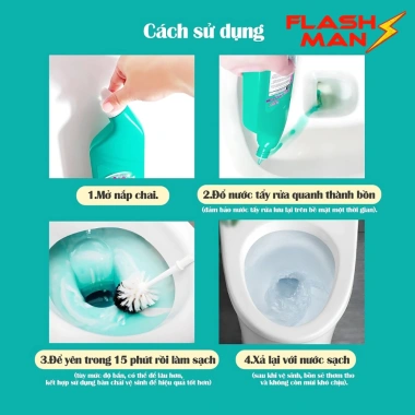 Tẩy Bồn Cầu Flashman 500g - Nước Tẩy Toilet Khử Mùi, Không Gắt, Thơm, Giá 45.000