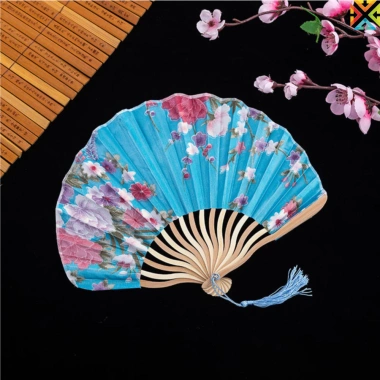 Tay Cầm Quạt Lụa Tre Gấp - Quạt phong cách Trung Hoa, trang trí tiệc cưới, quà tặng độc đáo 8