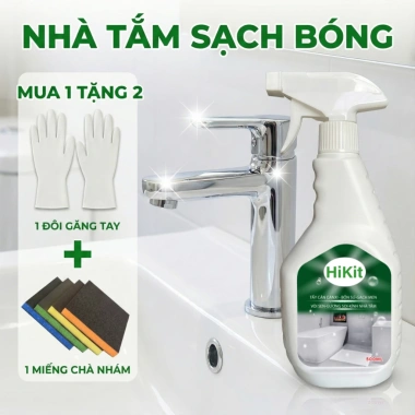 Tẩy cặn canxi đa năng Hikit 500g - Vệ sinh kính, vòi sen, bồn sứ, chậu tắm, gạch men, gương soi - Mua 1 tặng 2 - Chỉ 65.000 VND