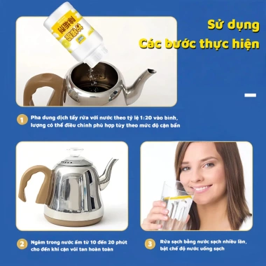 Tẩy cặn vôi, trà bằng axit citric - Sạch ấm đun, bình nóng lạnh, thiết bị gia dụng, chỉ 37.500đ