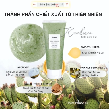 Tẩy da chết Huxley chiết xuất xương rồng, sạch sâu, mềm mịn, không khô, giá 105k 3