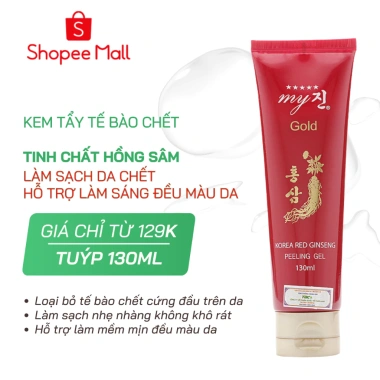 Tẩy da chết mặt trắng da cấp ẩm hồng sâm - My Gold Korea Red Ginseng Peeling Gel 130ml giá 149k 3 Tẩy da chết mặt trắng da cấp ẩm hồng sâm - My Gold Korea Red Ginseng Peeling Gel 130ml giá 149k 3