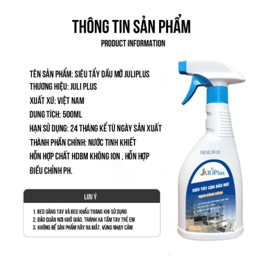 Tẩy dầu mỡ nhà bếp Juliplus 500ml - Đa năng làm sạch lưới lọc máy hút mùi, bếp ga, tường gạch ốp - Giá ưu đãi 99.000₫