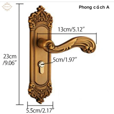 Tay nắm khóa cửa cổ điển cho cửa gỗ dày 35-45mm - Giá ưu đãi 236.000₫