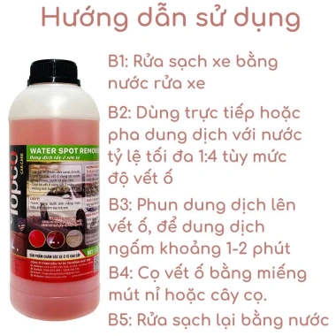 Tẩy ố sơn xe Topco 1L Dung dịch rửa cặn canxi nước giếng an toàn Kcare giảm còn 40.000₫