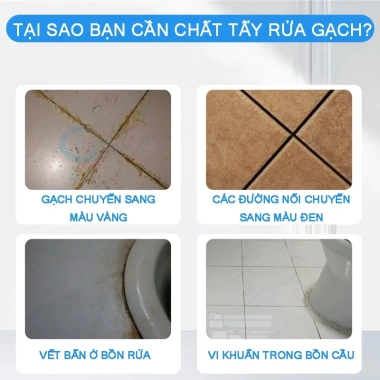 Tẩy Ron Gạch Men: Dung Dịch Vệ Sinh Đường Chỉ, Loại Ố & Vết Đen, Giá 85.000đ (Giảm từ 107.950đ) 2 Tẩy Ron Gạch Men: Dung Dịch Vệ Sinh Đường Chỉ, Loại Ố & Vết Đen, Giá 85.000đ (Giảm từ 107.950đ) 2