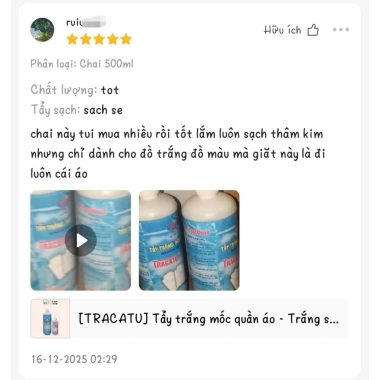 Tẩy trắng mốc quần áo Tracatu - Trắng sạch như mới, chỉ 11.500₫, giảm giá siêu sốc