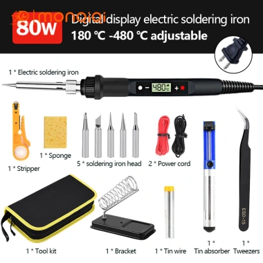 TAYO bộ 15 món mỏ hàn thiếc 80W 220V – Nhiệt độ điều chỉnh, máy hàn chì mini, bộ mũi hà, 53.350₫ 8 TAYO bộ 15 món mỏ hàn thiếc 80W 220V – Nhiệt độ điều chỉnh, máy hàn chì mini, bộ mũi hà, 53.350₫ 8