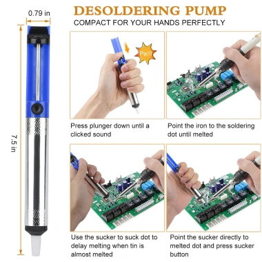 TAYO bộ 15 món mỏ hàn thiếc điều chỉnh nhiệt độ 60W 220V - máy hàn chì mini, phụ kiện, mũi hàn, kệ hàn
